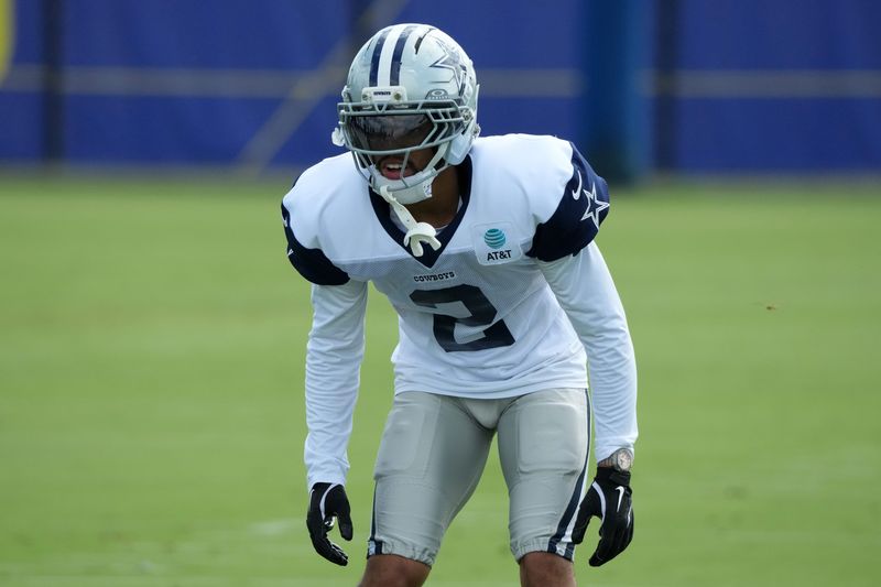 Aug 11, 2026; Woodland Hills, CA, USA; Dallas Cowboys cornerback Cobie Durant (2) during a joint practice against the Los Angeles Rams at the Rams Practice Facility. Mandatory Credit: Kirby Lee-Imagn Images