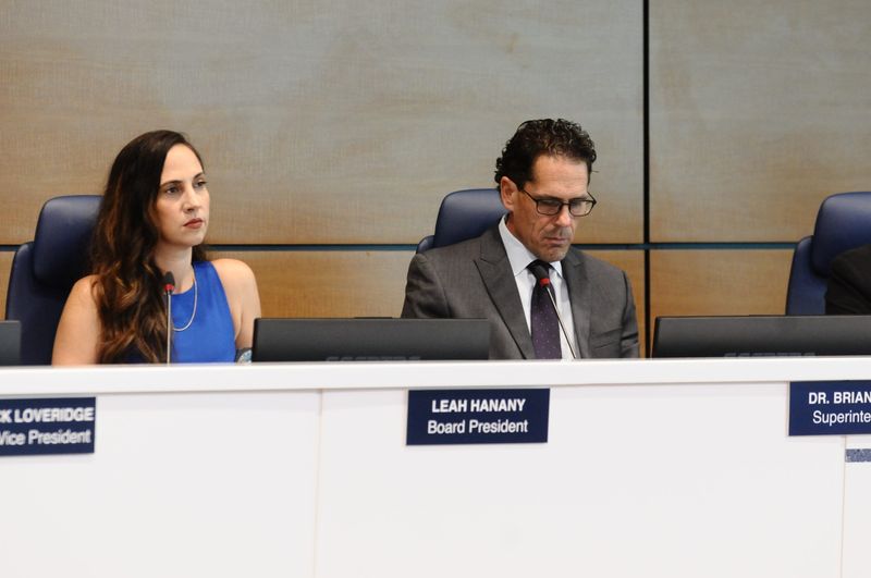 El Paso Independent School District Board of Trustees President Leah Hanany and superintendent Dr. Brian Lusk listened to public testimony during the meeting on Tuesday, Aug. 11, 2026, on a bond package at district headquarters.