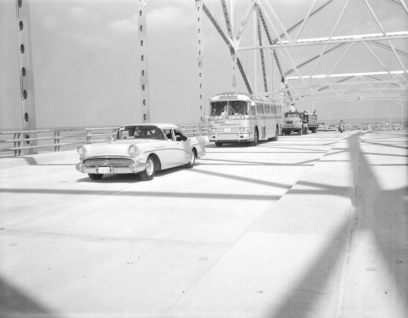 The wife of Jack L. Tarrant was the first to drive across the new Harbor Bridge on Oct. 23, 1959.