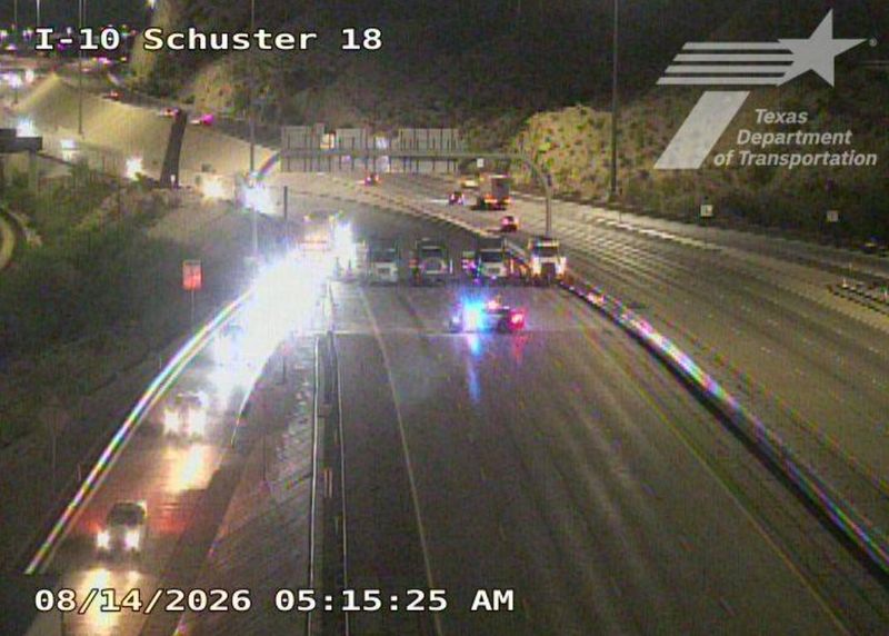 TxDOT traffic cameras show traffic continues to be diverted off the freeway at Executive Center Boulevard as of 5:15 a.m. on Friday, Aug. 14.