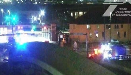 Emergency vehicle are at the scene of a fatal vehicle crash on Gateway North Boulevard near the Cassidy Gate entrance to Fort Bliss in Central El Paso on Aug. 16, 2026.