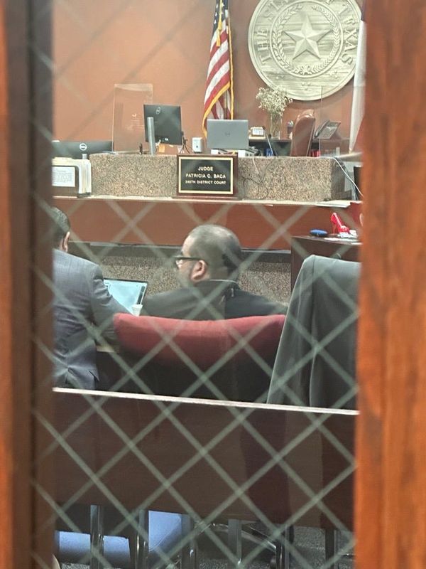 Defendant Gabriel Antonio Ramirez sits next to his attorney during a capital murder trial on Monday, Aug. 8, 2026, at the Enrique Moreno County Courthouse in Downtown El Paso. He is accused of fatally stabbing his aunt and girlfriend in 2022.