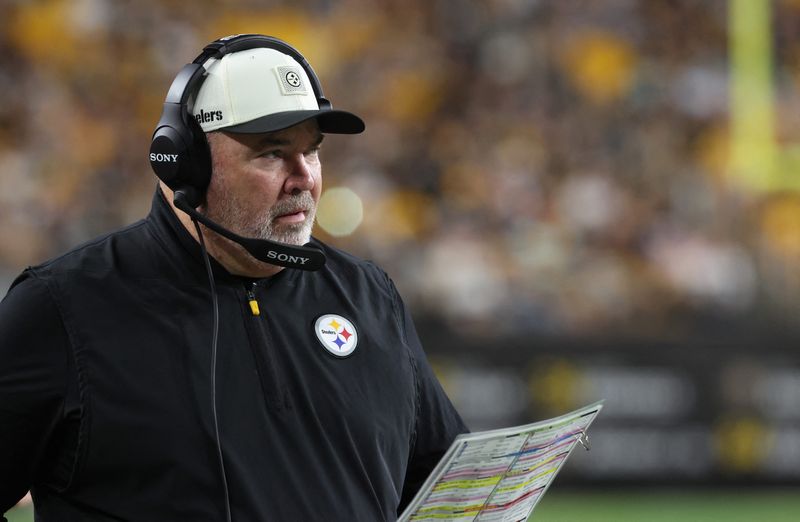 Aug 21, 2026; Pittsburgh, Pennsylvania, USA;  Pittsburgh Steelers head coach Mike McCarthy looks on from the sidelines against the New York Jets during the third quarter at Acrisure Stadium.  Mandatory Credit: Charles LeClaire-Imagn Images