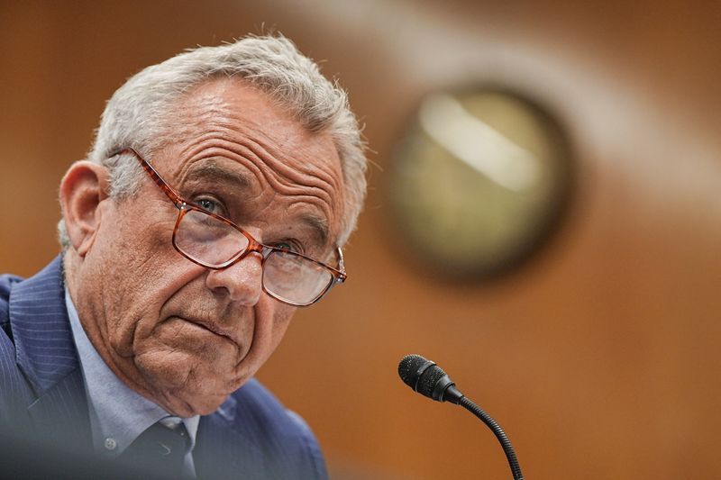 FILE PHOTO: U.S. Health and Human Services (HHS) Secretary Robert F. Kennedy Jr. testifies before the Senate Committee on Appropriations hearing on the Department of Health and Human Services budget, on Capitol Hill in Washington, D.C., U.S., May 20, 2025. REUTERS/Ken Cedeno