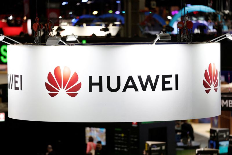 FILE PHOTO: The logo of Huawei is seen at the Viva Technology conference dedicated to innovation and startups at Porte de Versailles exhibition center in Paris, France, June 12, 2025. REUTERS/Benoit Tessier/File Photo