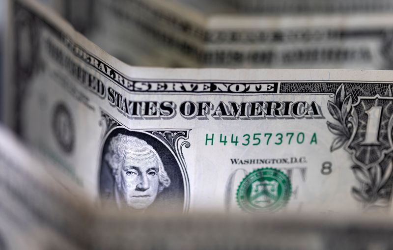 FILE PHOTO: U.S. dollar banknotes are displayed in this illustration taken, February 14, 2022. REUTERS/Dado Ruvic/Illustration/ File Photo