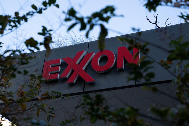 FILE PHOTO: An Exxon gas station seen in Washington, U.S., November 26, 2024. REUTERS/Nathan Howard/File Photo