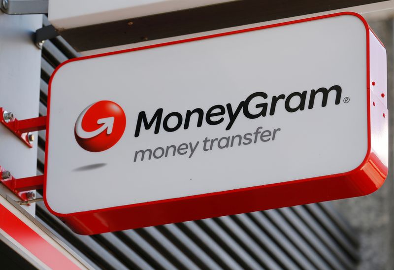 A Moneygram logo is seen outside a bank in Vienna, Austria, June 28, 2016. REUTERS/Heinz-Peter Bader