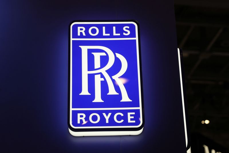 A Rolls Royce logo is pictured during the European Business Aviation Convention & Exhibition (EBACE) in Geneva, Switzerland, May 23, 2022. REUTERS/Denis Balibouse/File Photo