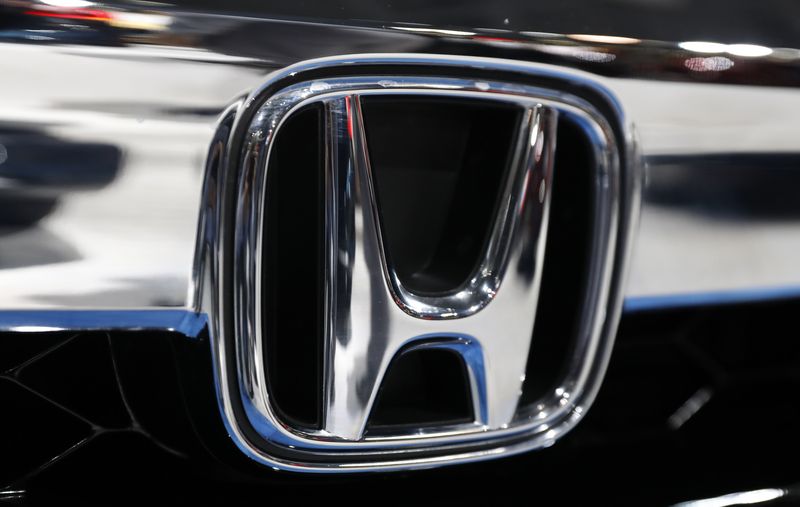 FILE PHOTO: The Honda logo is seen on a Honda car displayed at the New York Auto Show in the Manhattan borough of New York City, New York, U.S., March 29, 2018. REUTERS/Shannon Stapleton/File Photo