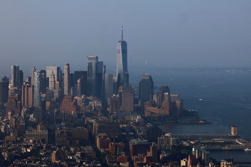 FILE PHOTO: The One World Trade Center building stands amid the Manhattan skyline in New York City, U.S., July 26, 2023. REUTERS/Amr Alfiky/File Photo