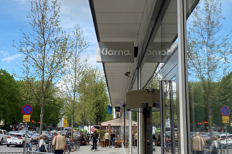 FILE PHOTO: A sign is pictured at the entrance of Klarna's headquarters in Stockholm, Sweden on May 25, 2022. REUTERS/Supantha Mukherjee/ File Photo