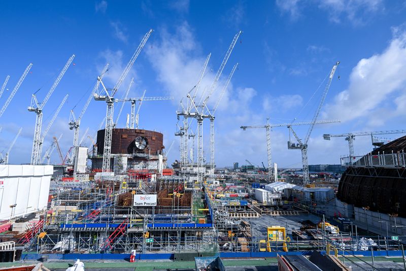 General view of construction work at the Hinkley Point C Nuclear Power Station construction site, in Bridgwater, Britain April 7, 2022. Finnbarr Webster/Pool via REUTERS/File Photo