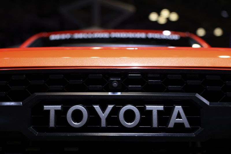 FILE PHOTO: A Toyota Tacoma is seen during the New York International Auto Show, in Manhattan, New York City, U.S., April 5, 2023. REUTERS/Andrew Kelly/File Photo