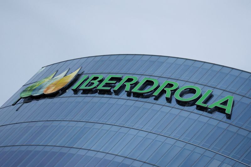 The logo of Spanish utility company Iberdrola is seen on its headquarters in Bilbao, Spain, October 25, 2022. REUTERS/Vincent West/File Photo