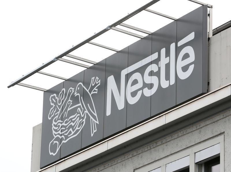 FILE PHOTO: The company's logo is seen at a Nestle plant in Konolfingen, Switzerland September 28, 2020. REUTERS/Arnd Wiegmann/File photo