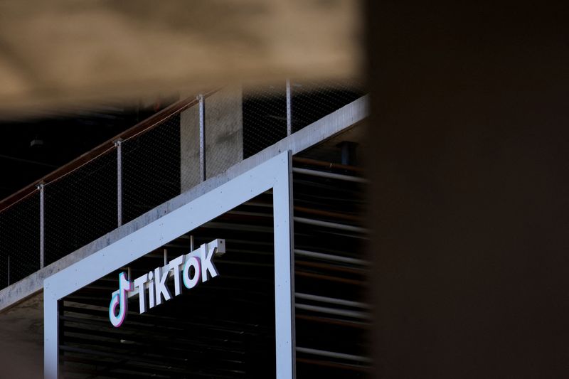 FILE PHOTO: A general view of the  offices of TikTok,  as the site faced an April 5 deadline to reach a deal to find a non-Chinese buyer under threat of being banned from the United States, in Culver City, California, U.S., April 2, 2025. REUTERS/Daniel Cole/File Photo