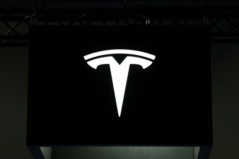 The Tesla logo is seen during the Viva Technology conference dedicated to innovation and startups at Porte de Versailles exhibition center in Paris, France, June 12, 2025. REUTERS/Benoit Tessier/File Photo