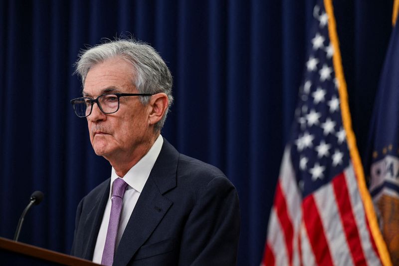 FILE PHOTO: U.S. Federal Reserve Chair Jerome Powell speaks during a press conference following a two-day meeting of the Federal Open Market Committee on interest rate policy in Washington, U.S., November 7, 2024. REUTERS/Annabelle Gordon/ File Photo
