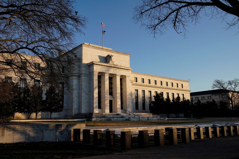 FILE PHOTO: The Federal Reserve building is seen in Washington, U.S., January 26, 2022. REUTERS/Joshua Roberts/ File Photo