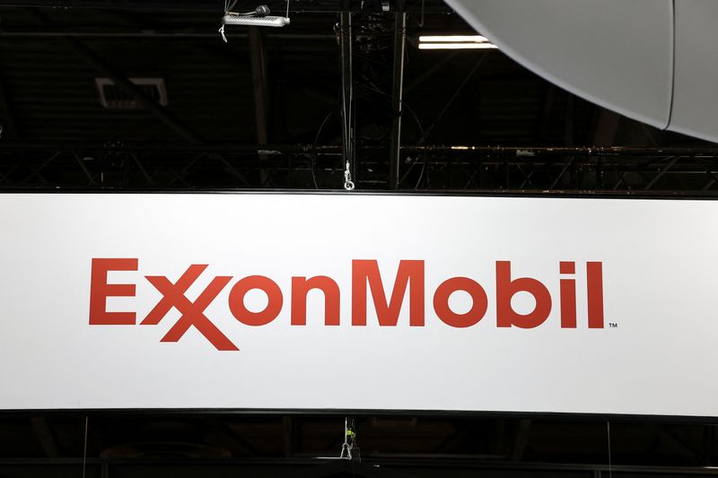 FILE PHOTO: Exxon Mobil signage is displayed at the JEC World Composites Show at the Villepinte Exhibition Center, near Paris, France, March 4, 2025. REUTERS/Benoit Tessier/ File Photo