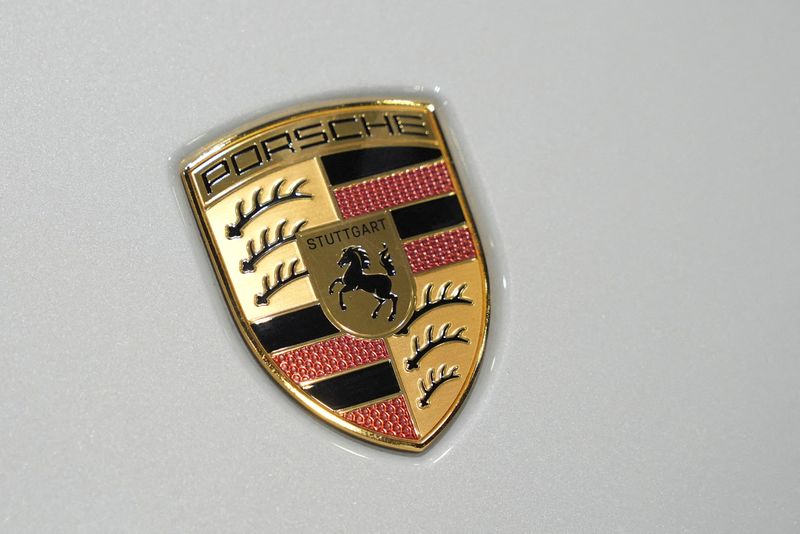 FILE PHOTO: Porsche logo is pictured at the Everything Electric, the Home Energy & Electric Vehicle Show, in London, Britain, April 16, 2025. REUTERS/Maja Smiejkowska/File Photo