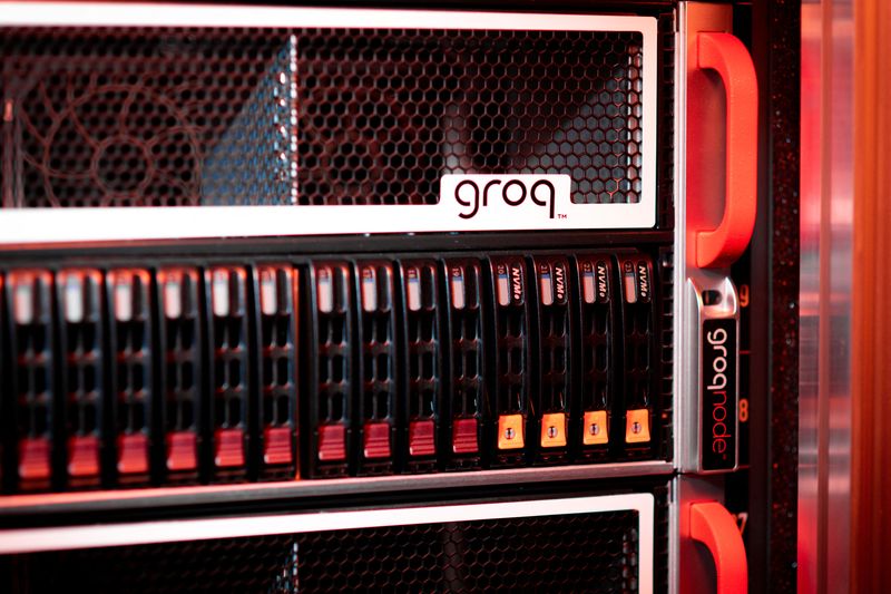 FILE PHOTO: Close up of the GroqNode product by Silicon Valley AI chip startup Groq, in Mountain View, California, U.S., July, 2022. Groq Inc./Mark Heaps/Handout via REUTERS/ File Photo