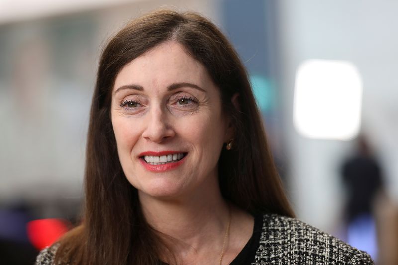 FILE PHOTO: Cindy Rose, chief executive officer for Microsoft UK., speaks during an interview inside the new Oxford Circus store ahead of its opening in London, Britain July 9, 2019. Picture taken July 9, 2019. REUTERS/Simon Dawson/File Photo