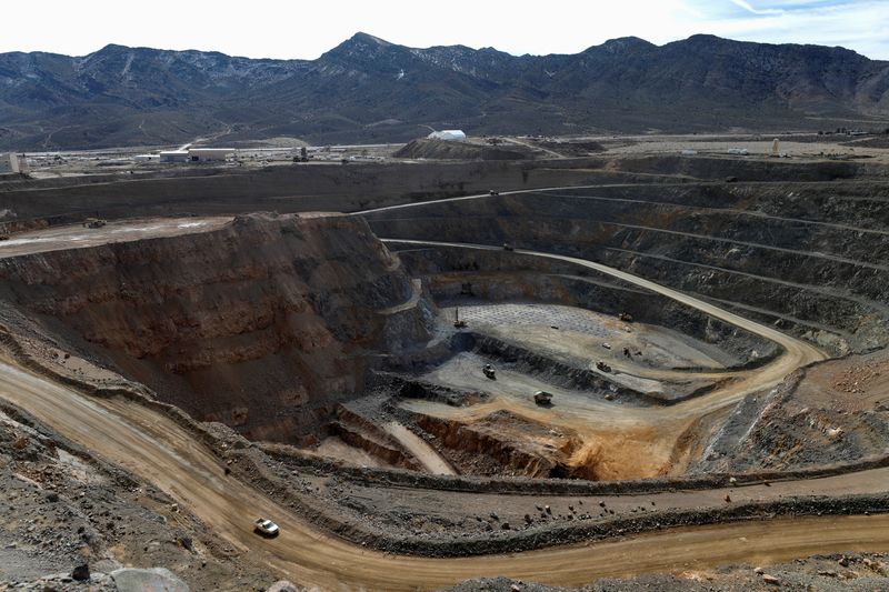 FILE PHOTO: A view of the MP Materials rare earth open-pit mine in Mountain Pass, California, U.S. January 30, 2020. Picture taken January 30, 2020. REUTERS/Steve Marcus/ File Photo