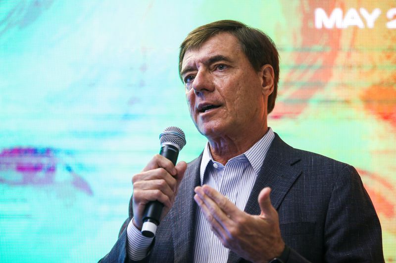 FILE PHOTO: Embraer CEO Francisco Gomes Neto speaks during the Embraer Media Day 2022 at the aircraft factory in Sao Jose dos Campos, Brazil, May 30, 2022. REUTERS/Carla Carniel/ File Photo