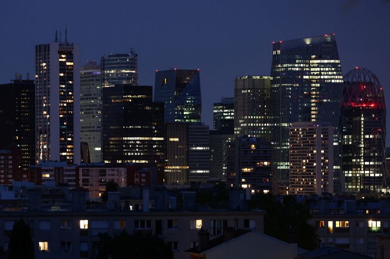 FILE PHOTO: A view shows skyscraper office properties at La Defense business and financial district near Paris, France, June 26, 2023. REUTERS/Stephanie Lecocq/File Photo