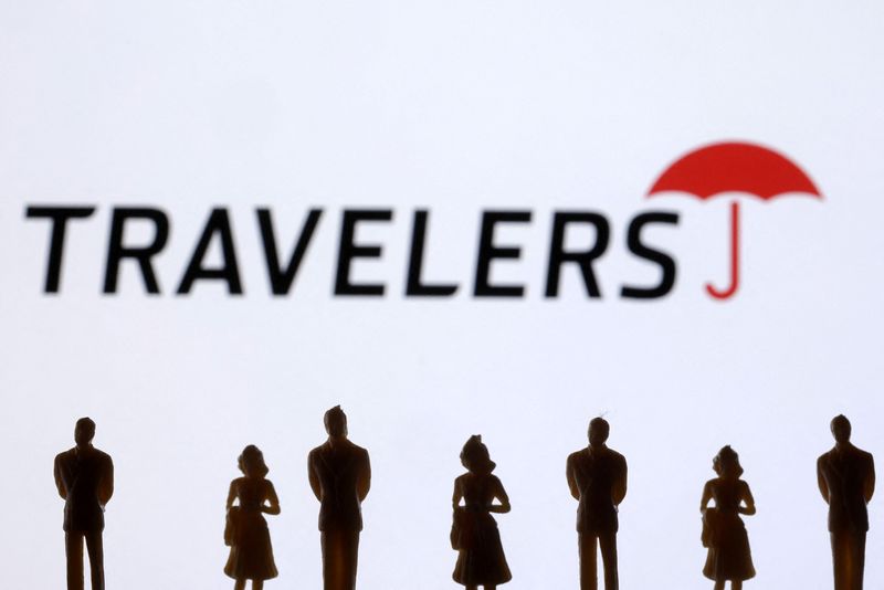 FILE PHOTO: Travelers logo is seen in this illustration taken November 10, 2024. REUTERS/Dado Ruvic/Illustration/File Photo
