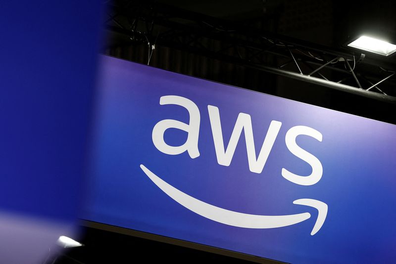 FILE PHOTO: A logo for Amazon Web Services (AWS) is seen at the Viva Technology conference dedicated to innovation and startups at Porte de Versailles exhibition center in Paris, France, June 12, 2025. REUTERS/Benoit Tessier/File Photo