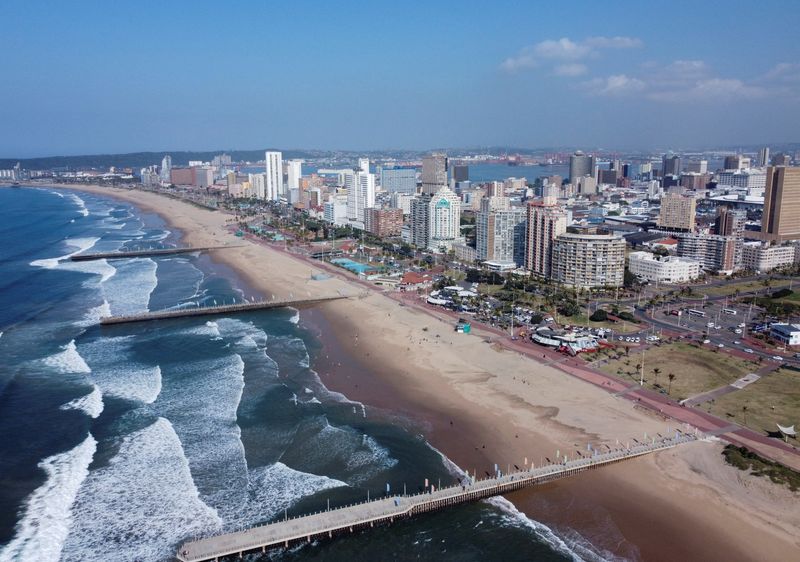 FILE PHOTO: A drone view shows the beach front ahead of the G20 finance meeting in Durban, South Africa, July 15, 2025. REUTERS/Rogan Ward/File Photo