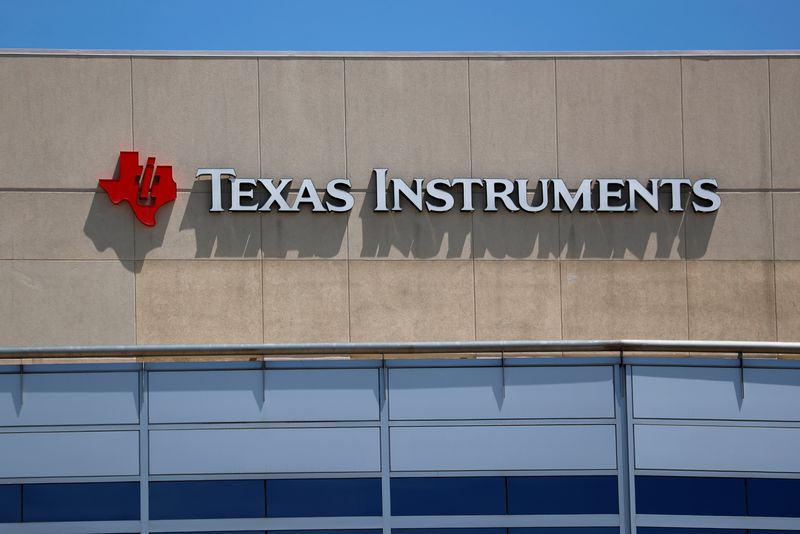 FILE PHOTO: A Texas Instruments Office is shown in San Diego, California, U.S., April 24, 2018.  REUTERS/Mike Blake/File Photo