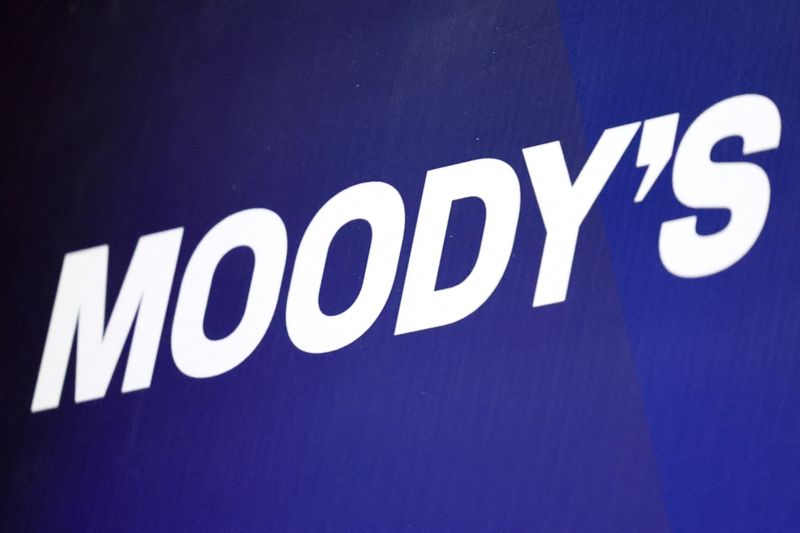 FILE PHOTO: The logo of credit-rating firm Moody's is seen during the Moody's Inside LatAm Colombia 2025 event, in Bogota, Colombia May 20, 2025. REUTERS/Luisa Gonzalez/File photo