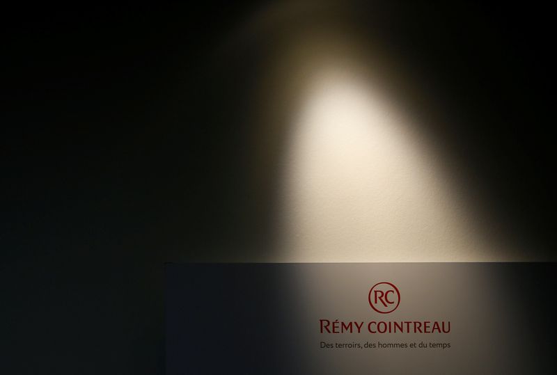 FILE PHOTO: The logo of Remy Cointreau SA is pictured at the Cointreau distillery in Saint-Barthelemy-d'Anjou near Angers, France, February 8, 2019. REUTERS/Stephane Mahe/File photo