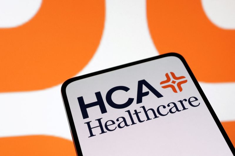 HCA Healthcare Inc logo is seen displayed in this illustration taken April 10, 2023. REUTERS/Dado Ruvic/Illustration/File Photo