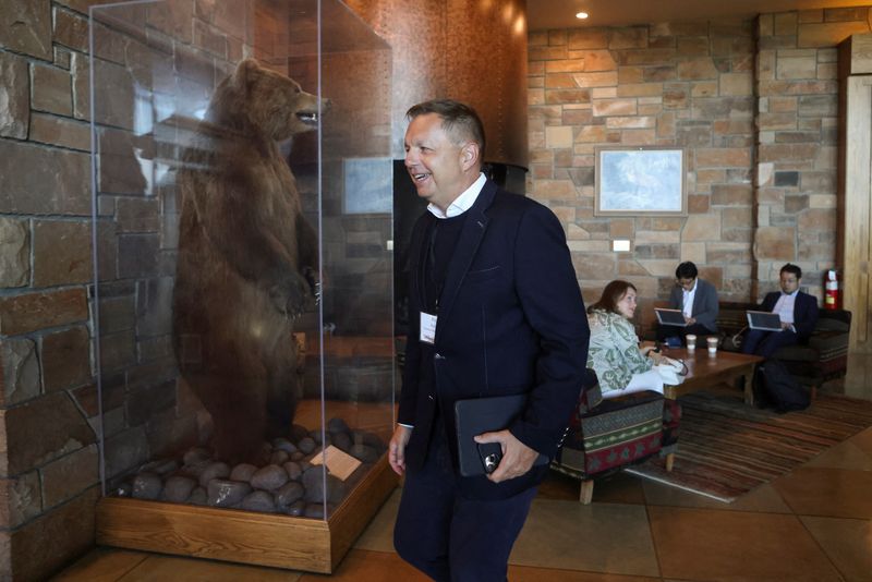 FILE PHOTO: Peter Kazimir, Governor of the National Bank of Slovakia, attends a meeting in Teton National Park where financial leaders from around the world gathered for the Jackson Hole Economic Symposium outside Jackson, Wyoming, U.S., August 26, 2022. REUTERS/Jim Urquhart/File Photo