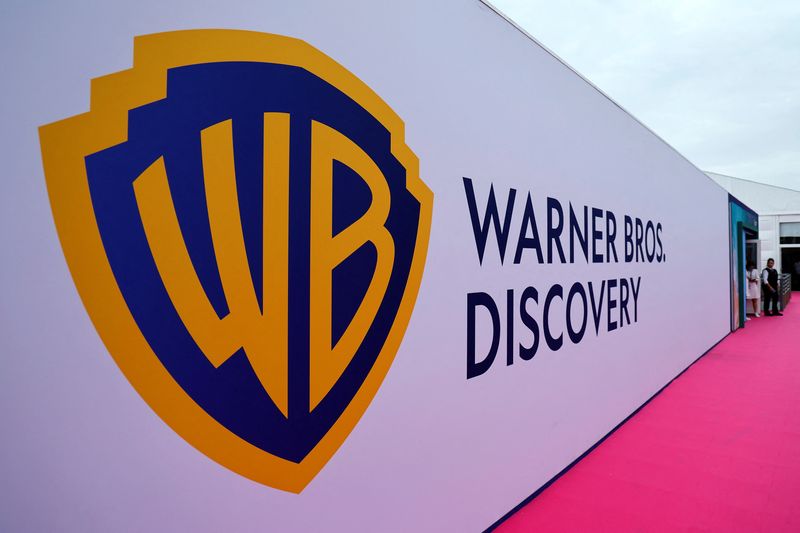 FILE PHOTO: The Warner Bros logo is seen during the Cannes Lions International Festival of Creativity in Cannes, France, June 22, 2022.    REUTERS/Eric Gaillard/File photo