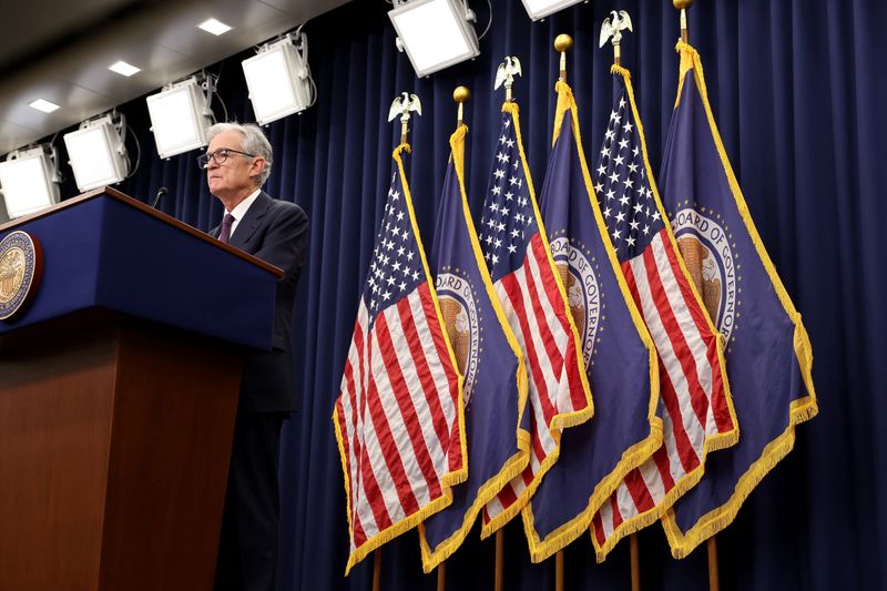 FILE PHOTO: U.S. Federal Reserve Chair Jerome Powell attends a press conference following the issuance of the Federal Open Market Committee's statement on interest rate policy in Washington, D.C., U.S., June 18, 2025. REUTERS/Kevin Mohatt/File Photo