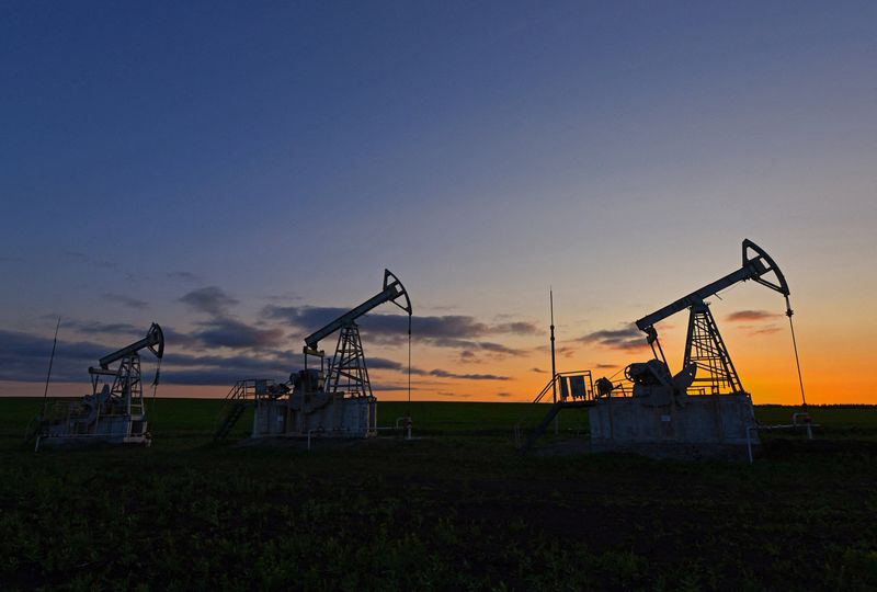 FILE PHOTO A view shows oil pump jacks outside Almetyevsk in the Republic of Tatarstan, Russia June 4, 2023. REUTERS/Alexander Manzyuk/ File Photo