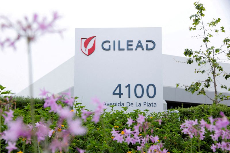 FILE PHOTO: Gilead Sciences in Oceanside, California, U.S., April 29, 2020. REUTERS/Mike Blake/File Photo