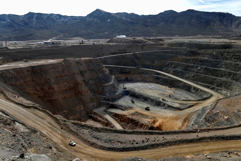 FILE PHOTO: A view of the MP Materials rare earth open-pit mine in Mountain Pass, California, U.S. January 30, 2020.  REUTERS/Steve Marcus/File Photo