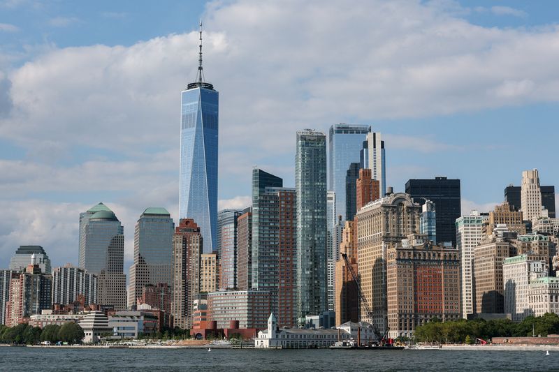 FILE PHOTO: One World Trade Center rises amongst the downtown Manhattan skyline in New York City, U.S., July 22, 2025. REUTERS/Kylie Cooper/File Photo