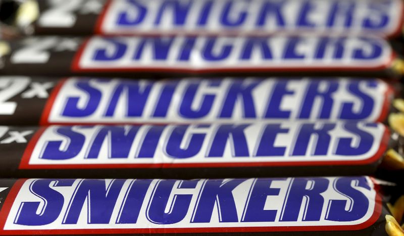 FILE PHOTO: Snickers bars are seen in this picture illustration taken February 23, 2016. REUTERS/Dado Ruvic/Illustration/File Photo