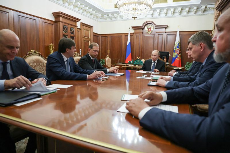 Russian President Vladimir Putin chairs a meeting with members of the government in Moscow, Russia August 27, 2025. Sputnik/Vyacheslav Prokofyev/Pool via REUTERS
