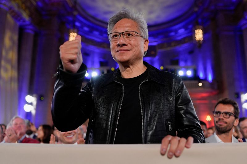 FILE PHOTO: Nvidia CEO Jensen Huang attends the "Winning the AI Race" Summit in Washington D.C., U.S., July 23, 2025. REUTERS/Kent Nishimura/File Photo