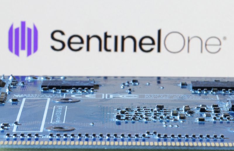 FILE PHOTO: SentinelOne logo is seen near computer motherboard in this illustration taken January 8, 2024. REUTERS/Dado Ruvic/Illustration/File Photo