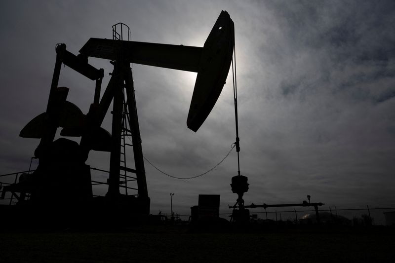 A pump jack operates near a crude oil reserve in the Permian Basin oil field near Midland, Texas, U.S. February 18, 2025.  REUTERS/Eli Hartman/File Photo